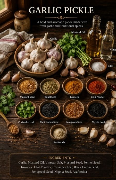 Artisanal garlic achar by Agni PicklesAuthentic Indian garlic pickle with bold spicy flavours Punjabi style garlic pickle made in small batches
Gourmet garlic achar with mustard oil and natural ingredients