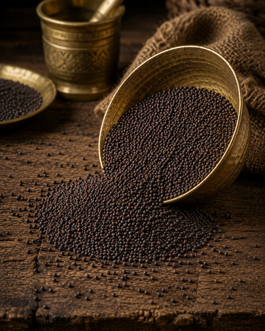 Sharp and nutty mustard seeds essential to authentic Indian pickle tempering.