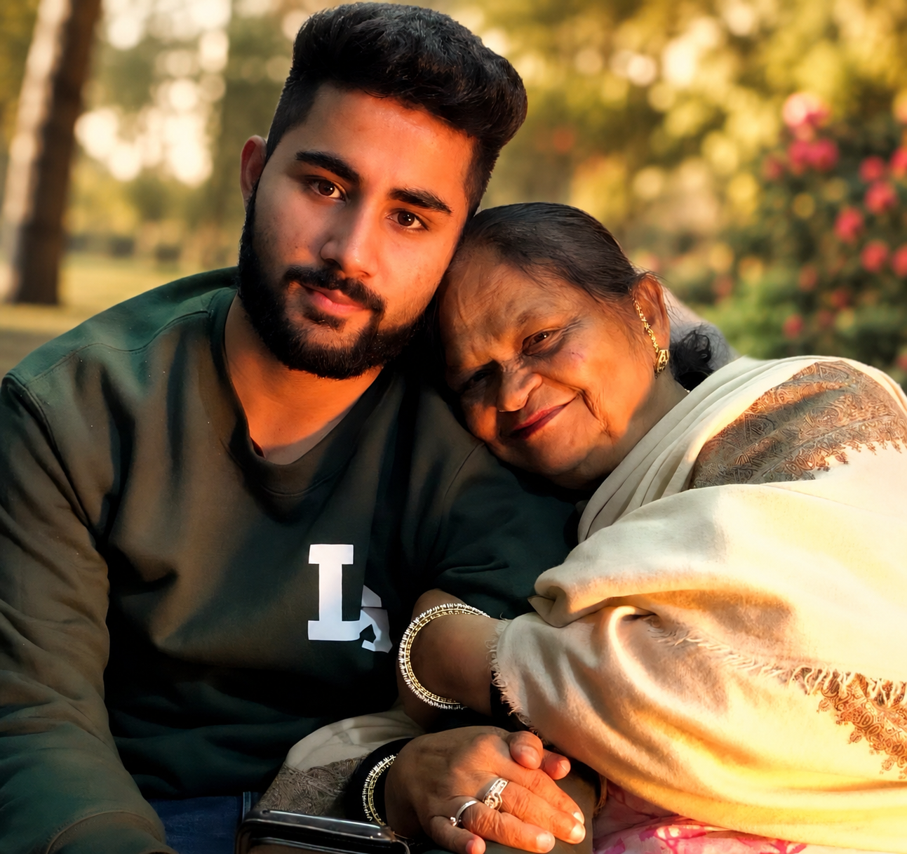 Nostalgic Indian family collage of My Mom & Son together.