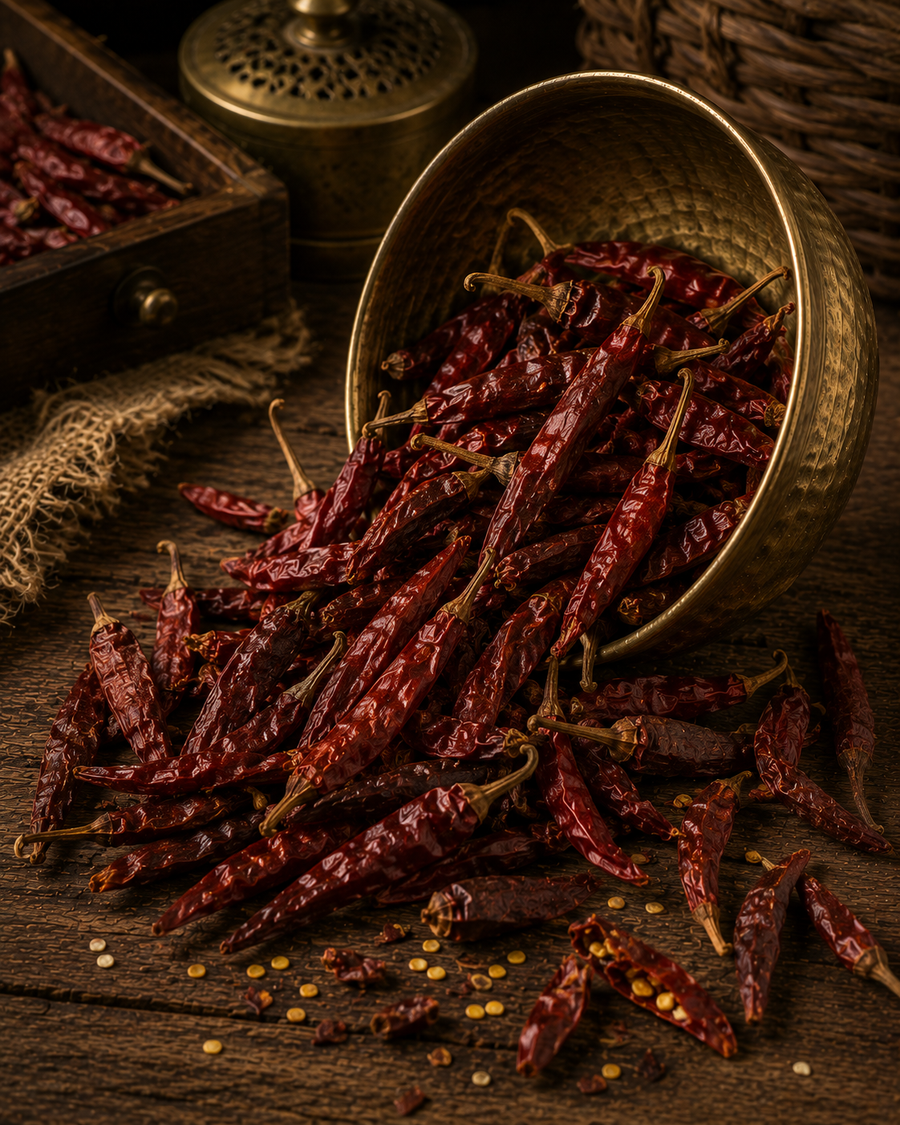 Vibrant chilli spice adding heat and rich colour.