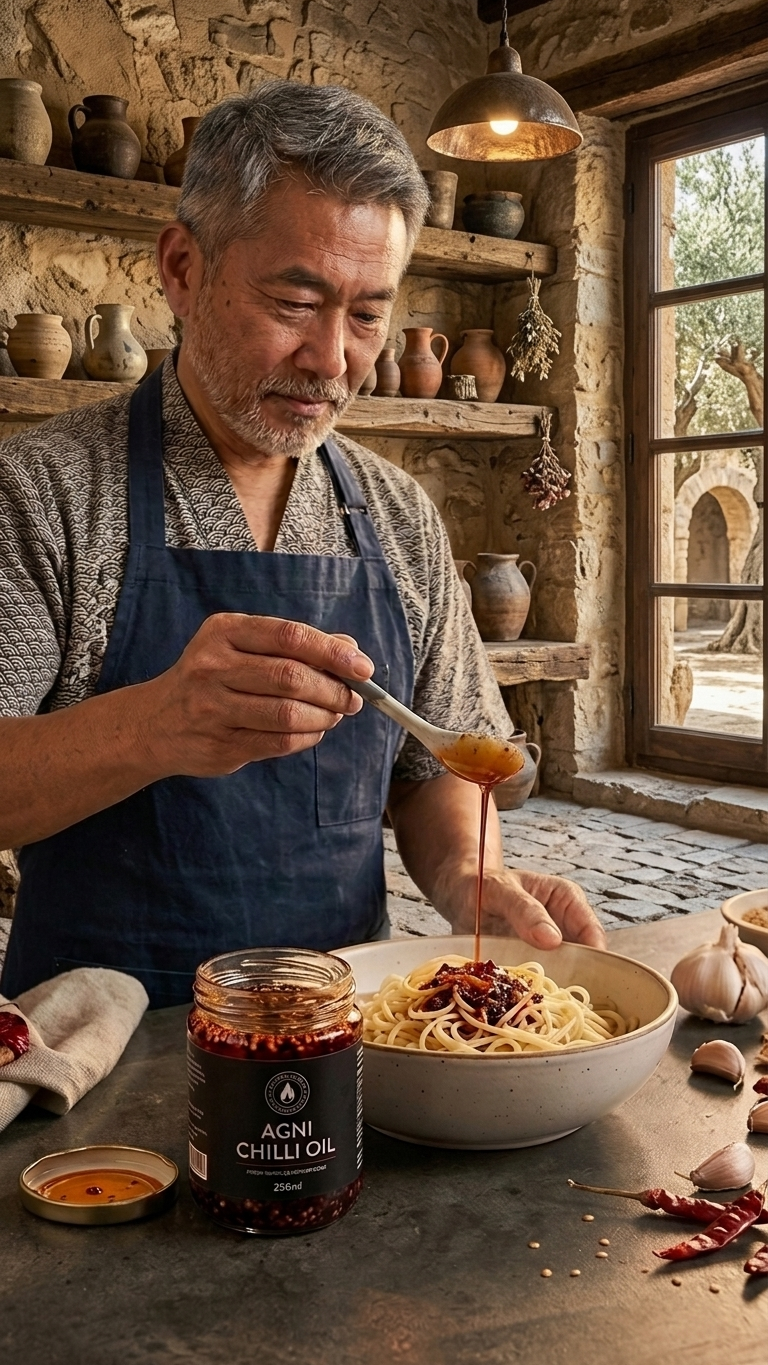 Asian-inspired chilli crisp made with premium red chilli powder and flakes
Robust chilli oil featuring whole spice infusion and hot oil extraction
Spicy sesame chilli blend designed for noodles, dumplings, and rice bowls